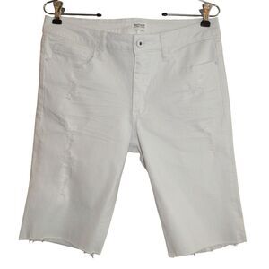 Special A Los Angeles White Cutoff Stretch Bermuda Jean Shorts Distressed‎ L
